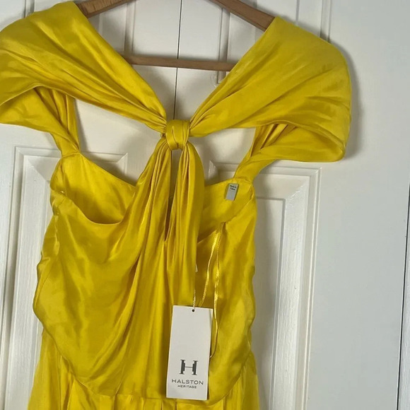 Halston Heritage 100% Silk Citron Yellow Dress Size 6 New With Tag - Picture 3 of 10